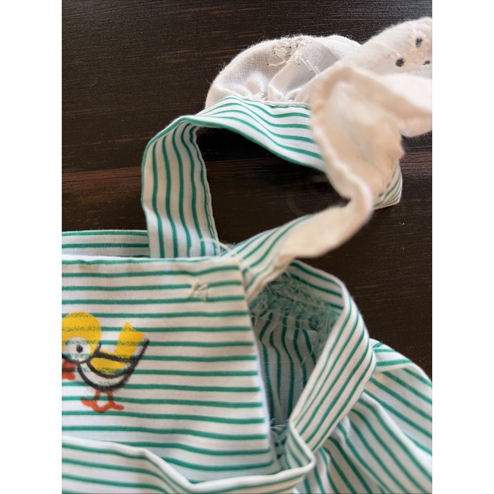 1980's CPK VTG Identical Twins Pack Green Striped Sunsuit Rompers Preemie Set 2 - Picture 10 of 10